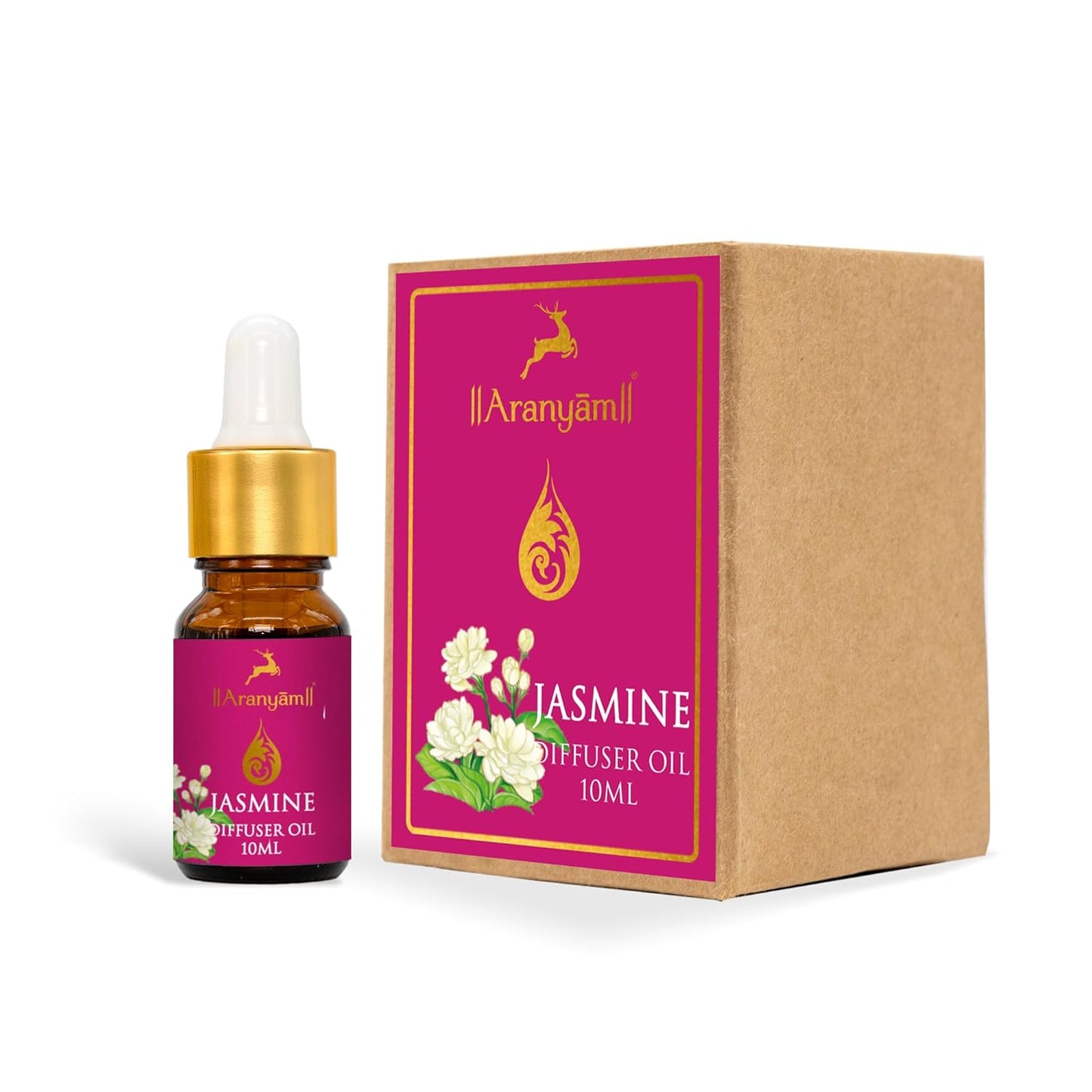 Aranyam Perfumes Natural | Jasmine Diffuser Oil Blend | 100% Natural Aromatic Scent using Pure Essential Oil | Suitable for Living Room Offices Bedroom & Studios | Non-Synthetic & Non-Toxin Fragrance