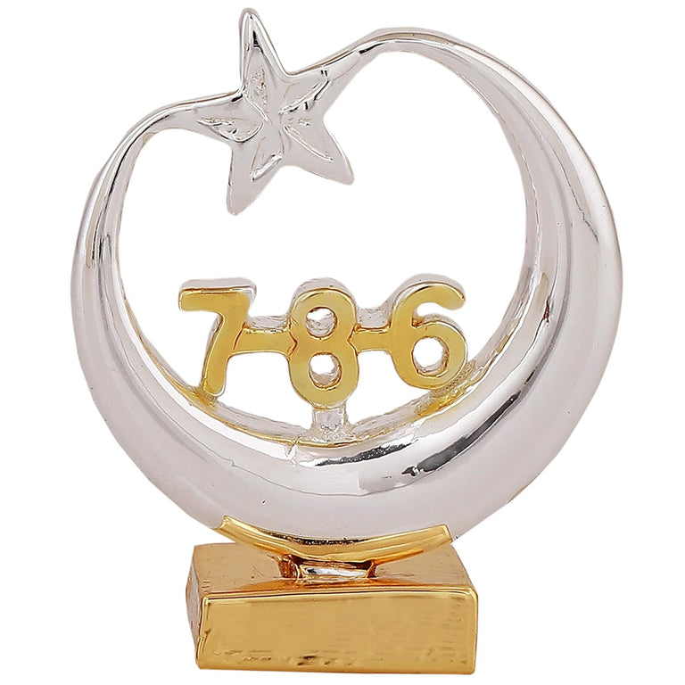 Estele Gold-Polished Spiritual 786 Chand Taara Idol for Home Decorative/ Car Dashboard