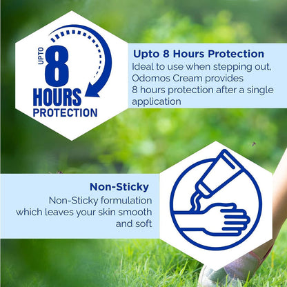 Dabur Odomos Non-Sticky Mosquito Repellent Cream With Vitamin E & Almond - 50 gm - Pack of 1