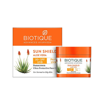 Biotique Advanced Ayurveda Bio Aloe Vera 30+SPF UVA/UVB Sunscreen Ultra Soothing Face Cream/Lotion - 50 gm