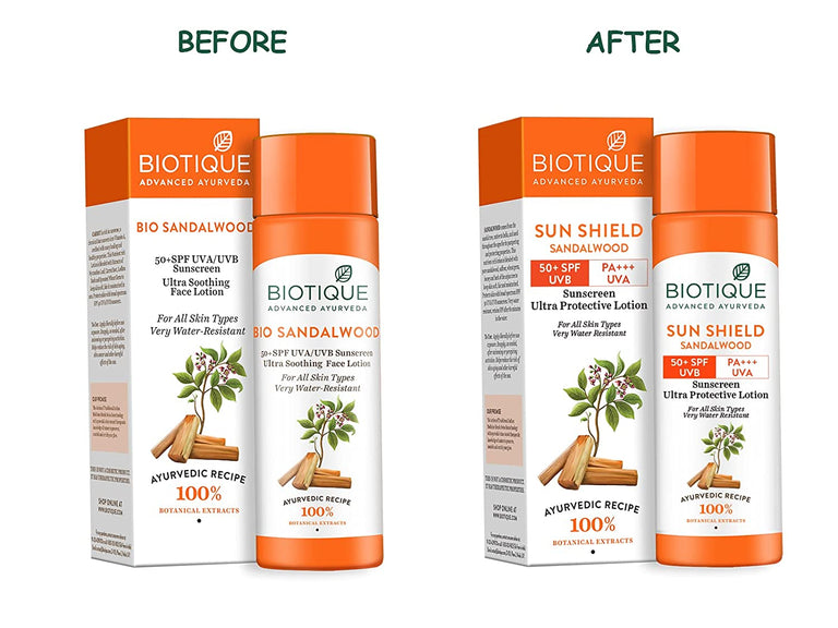 Biotique Advanced Ayurveda Sun Shield sandalwood 50+SPF UVB Sunscreen - 50 ml