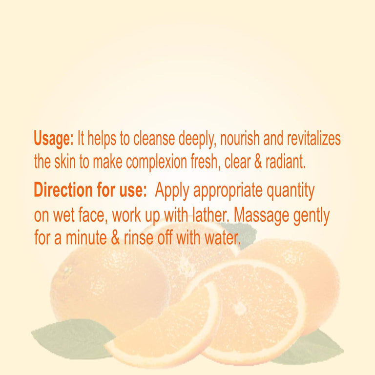 Patanjali Orange Aloevera Face Wash for Gentle Cleanser Removes Dirt Oil Refreshes Skin Natural Care for All Skin Types - 100 gm