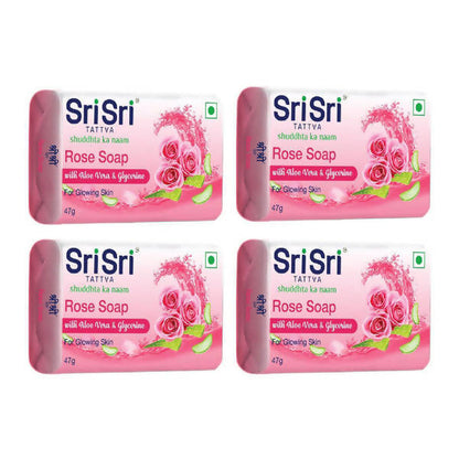 Sri Sri Tattva Rose Soap with Aloe Vera & Glycerine - Pack of 4 - 47 gm