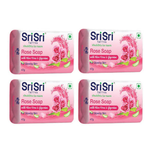 Sri Sri Tattva Rose Soap with Aloe Vera & Glycerine - Pack of 4 - 47 gm