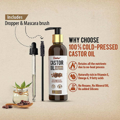 Dabur Castor Oil 100% Natural Cold Pressed - 200 ml