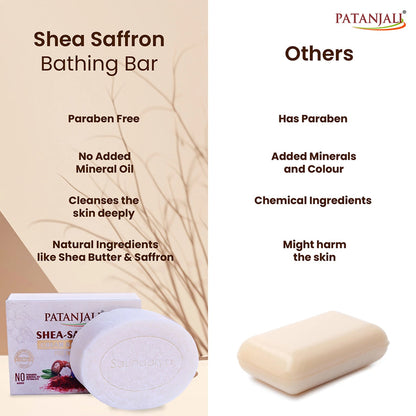 Patanjali Shea- Saffron Cream Bathing Bar 125g (B3 G1) - 375 gm