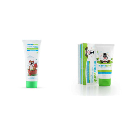 Mamaearth Natural Berry Blast Kids Toothpaste & Milky Soft Natural Baby Face Cream For Babies - combo