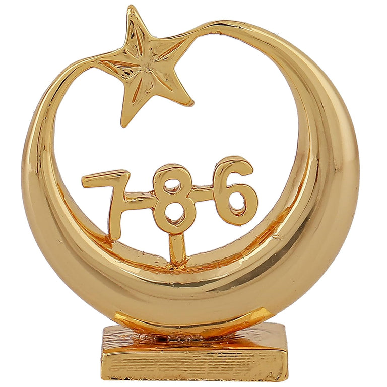 Estele Gold-Polished Spiritual 786 Chand Taara Idol for Home Decorative/ Car Dashboard