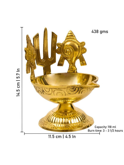 Spillbox Gold-Toned Brass Namah Kuber Diya Pooja Essential