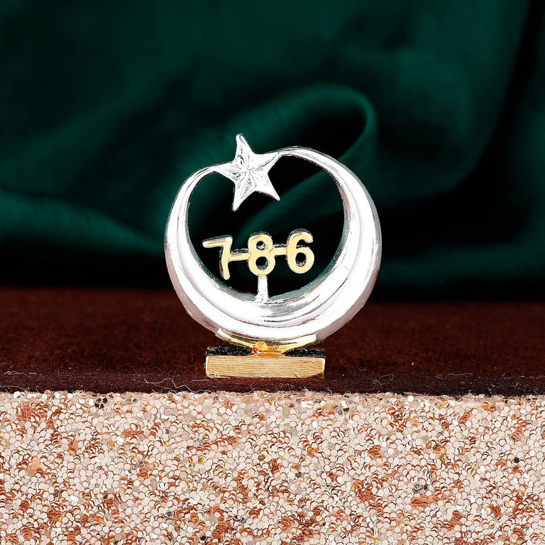Estele Gold-Polished Spiritual 786 Chand Taara Idol for Home Decorative/ Car Dashboard