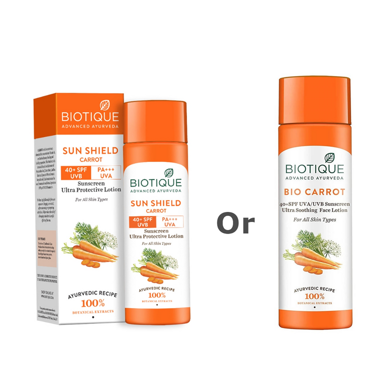 Biotique Advanced Ayurveda Bio Carrot 40+ SPF UVA/UVB Sunscreen Ultra Soothing Face Lotion - 50 ml