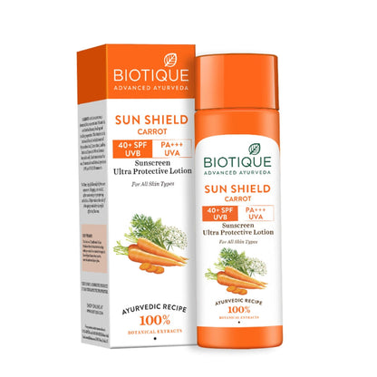 Biotique Advanced Ayurveda Bio Carrot 40+ SPF UVA/UVB Sunscreen Ultra Soothing Face Lotion - 50 ml