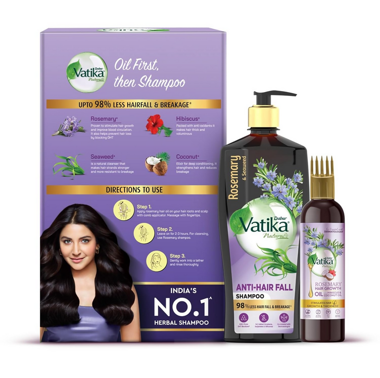 Dabur Vatika Rosemary Anti-Hair Fall Shampoo + Rosemary Hair Growth Oil Combo - combo