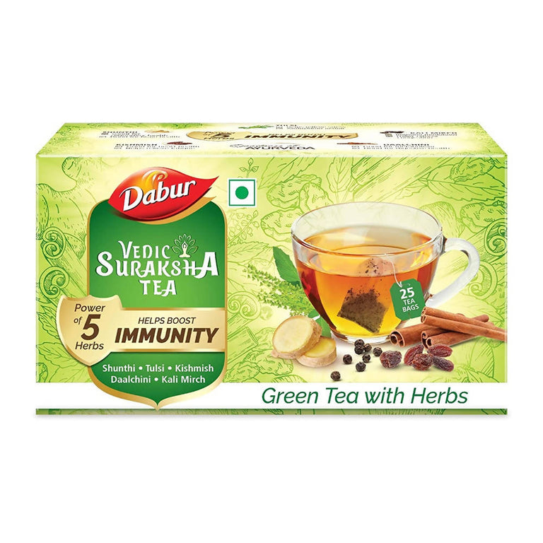 Dabur Vedic Suraksha Green Tea With Herbs Bags - 25 Bags