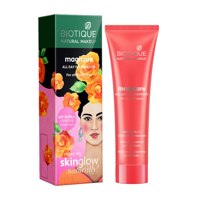 Biotique Natural Makeup Magicare All Day Foundation SPF 15 PA++ Seashell F601 - 30 ml