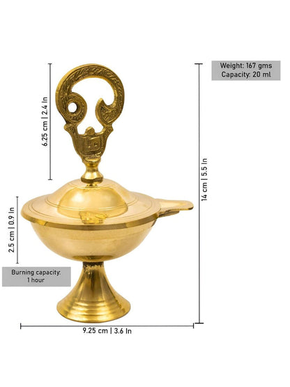 Spillbox Gold-Toned Brass Om Closed Diya Pooja Essential