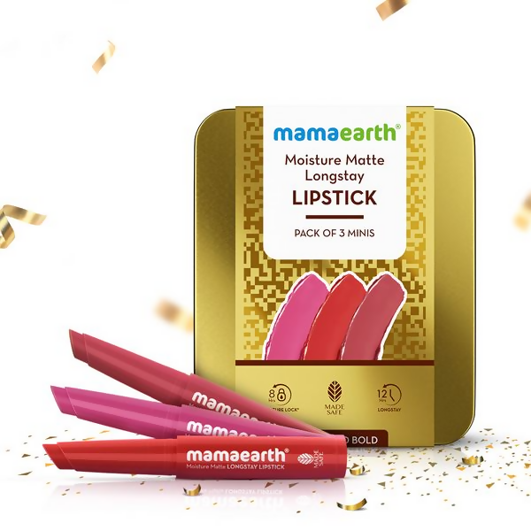 Mamaearth Moisture Matte Long Stay Lipstick Gift Set - Bright and Bold - Gift set