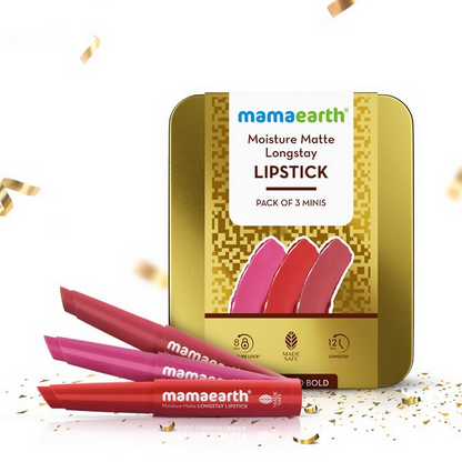 Mamaearth Moisture Matte Long Stay Lipstick Gift Set - Bright and Bold - Gift set
