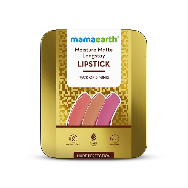 Mamaearth Moisture Matte Long Stay Lipstick Gift Set - Nude Perfection - Limited Time Offer - Gift Set