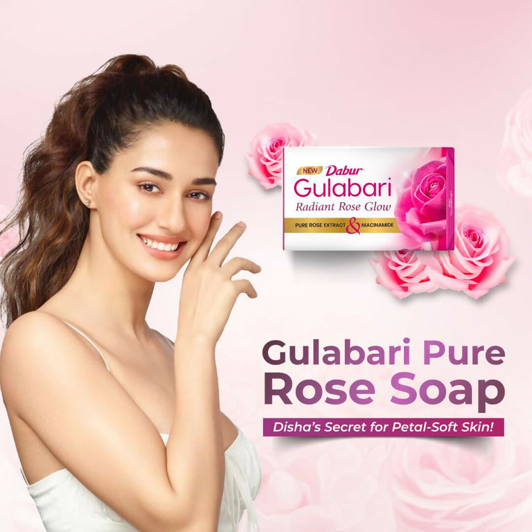 Dabur Gulabari Pure Rose Soap for Radiant Rose Glowing Skin & Body - 150 gm - Pack of 4