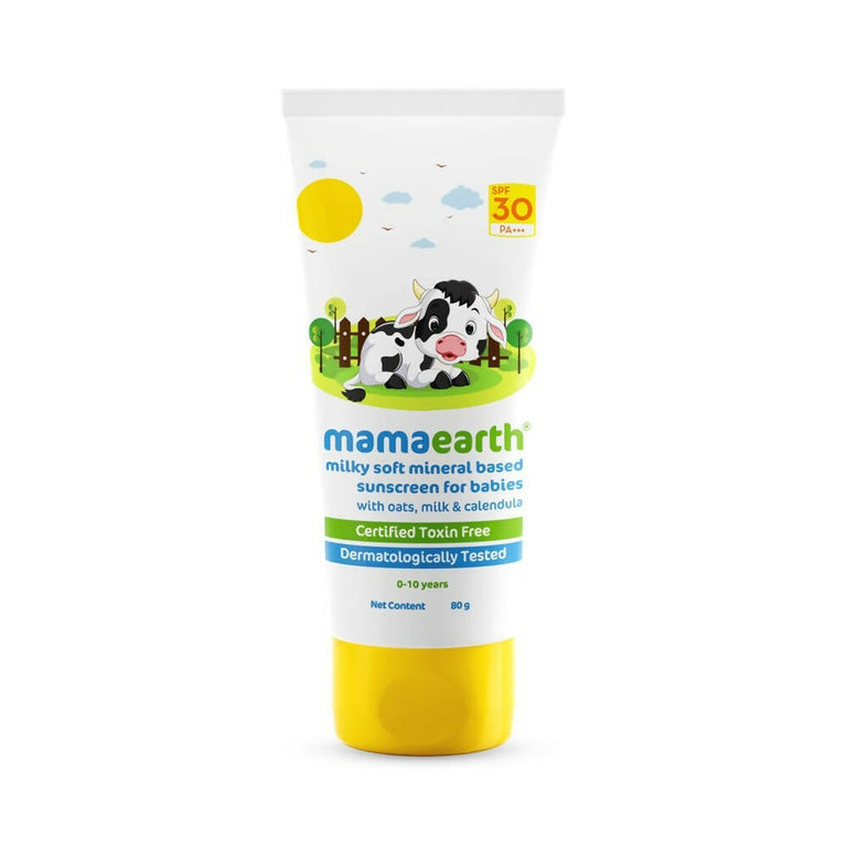 Mamaearth Milky Soft Mineral Based Sunscreen SPF 30 & PA+++ With Oats, Milk and Calendula - 80 gm