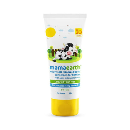 Mamaearth Milky Soft Mineral Based Sunscreen SPF 30 & PA+++ With Oats, Milk and Calendula - 80 gm
