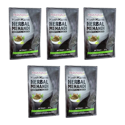 Patanjali Kesh Kanti Herbal Mehndi (Natural Black) - 20 gm - Pack of 5
