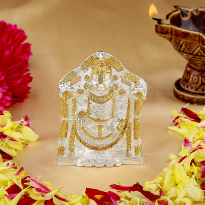 Estele Gold-Polished Lord Tirupati Balaji Idol Showpiece for Pooja Mandir/ Home Decorative