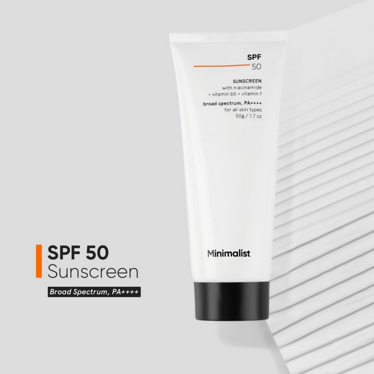Minimalist SPF 50 PA ++++ Sunscreen With Multi-Vitamin - 50 gm