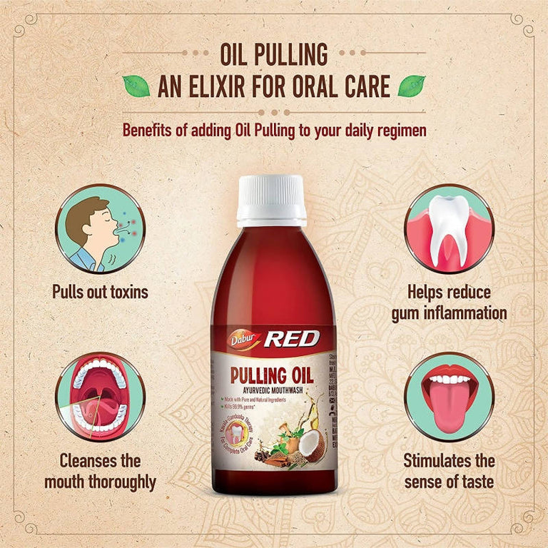 Dabur Red Pulling Oil Ayurvedic Mouthwash - 195 ml