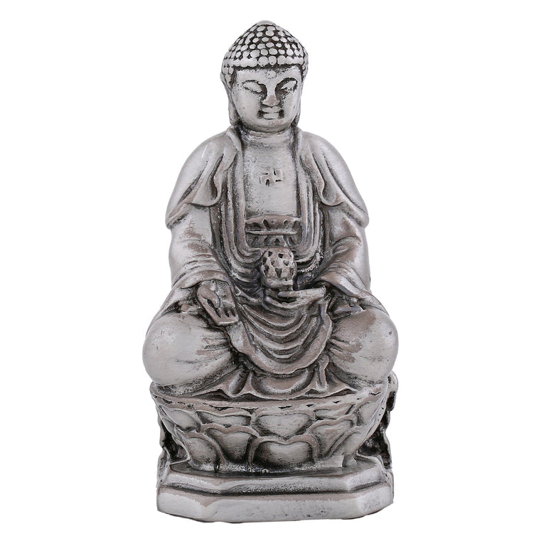 Estele Rhodium Plated Oxidized Lord Gautam Buddha Mediatating Idol statue for Home Décor/ working place