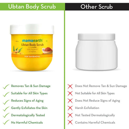 Mamaearth Ubtan Face Mask & Body Scrub with Turmeric & Saffron Combo For Tan Removal - combo