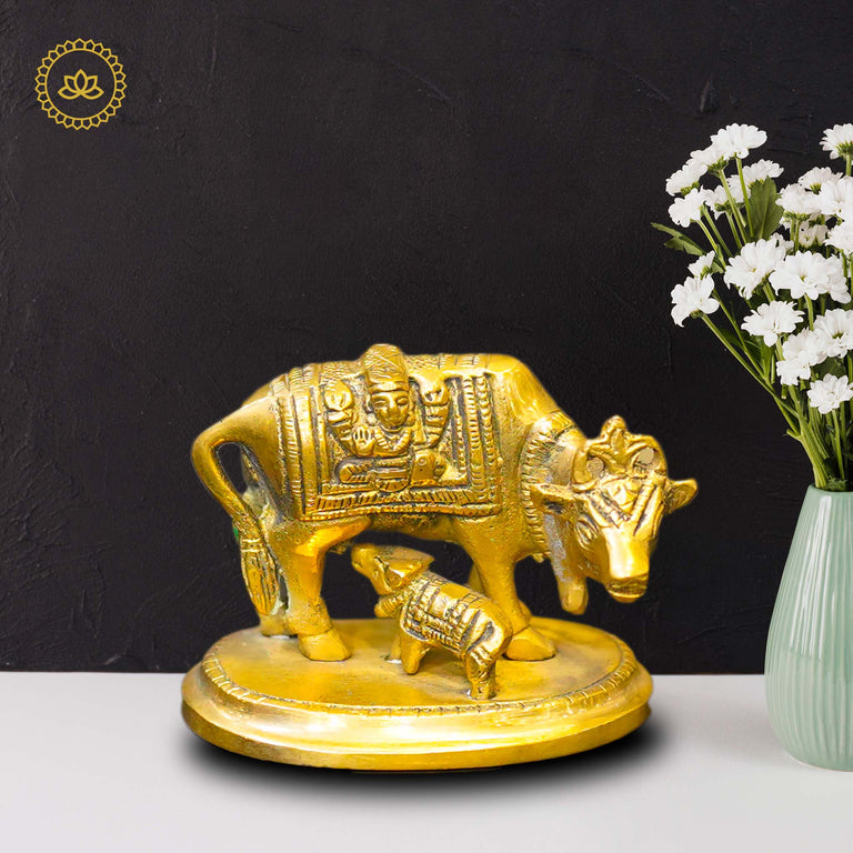 Brass Kamadenu with Calf Idol