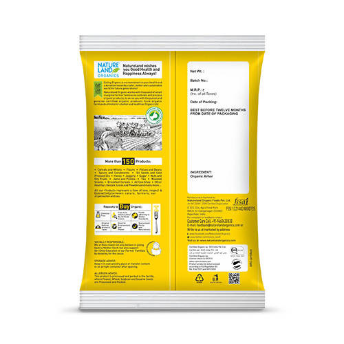Nature Land Organics Arhar Dal - 500 gm