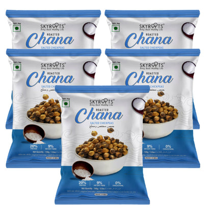 Skyroots Roasted Chana Salted Chickpeas - 100 gm - Pack of 5