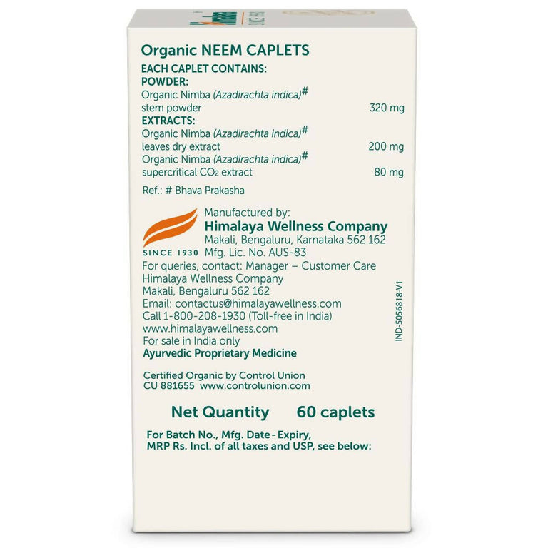 Himalaya Herbals Organic Neem Caplets - 60 caplets