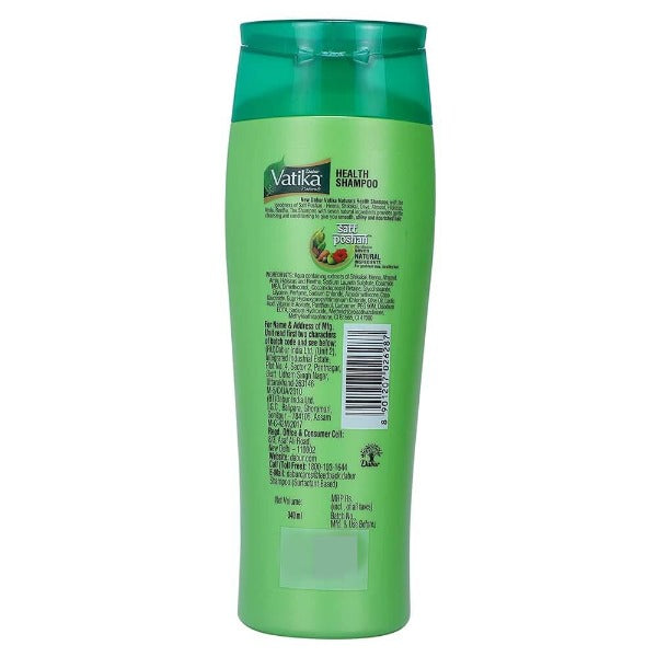 Dabur Vatika Health Shampoo For Smooth, Shiny & Nourished Hair, Repairs Hair damage, Controls Frizz, For All Hair Types - 340 ml