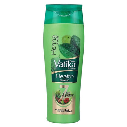 Dabur Vatika Health Shampoo For Smooth, Shiny & Nourished Hair, Repairs Hair damage, Controls Frizz, For All Hair Types - 340 ml