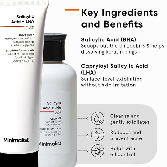 Minimalist Salicylic Acid Face Wash and Body Wash Combo - combo