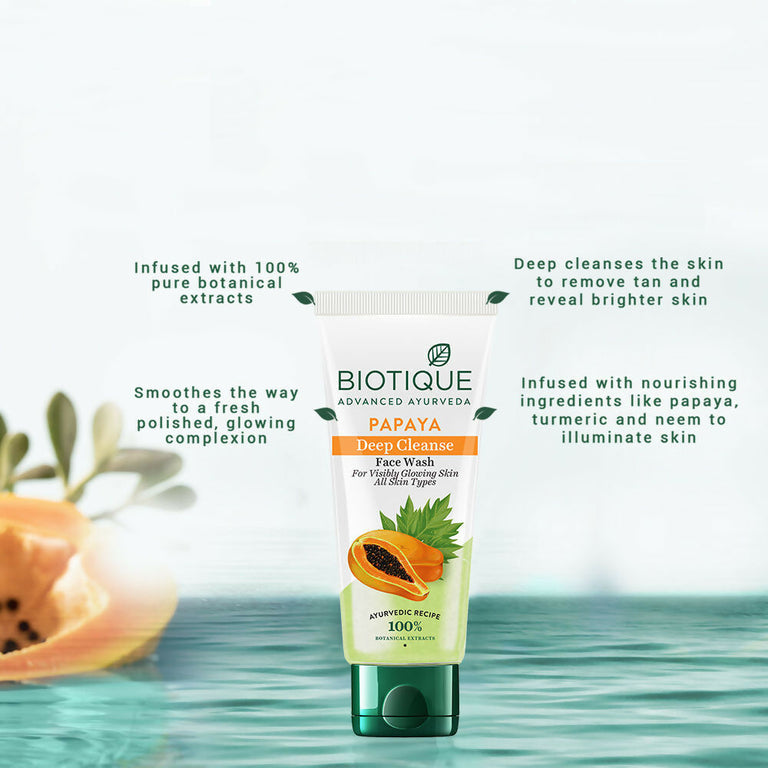 Biotique Bio Papaya Deep Cleanse Visibly Glowing Skin Face Wash - 100 ml