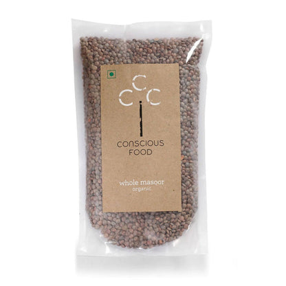Conscious Food Organic Whole Red Lentil (Masoor Whole) - 500 gm