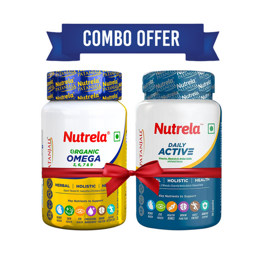 Patanjali Nutrela Daily Active + Omega 3 Softgel Capsules Combo - combo