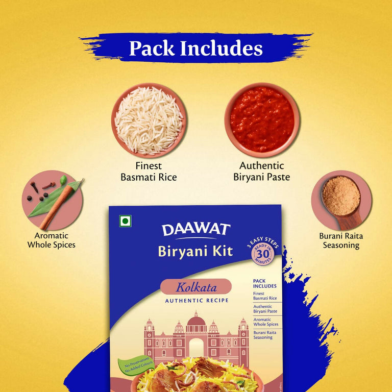 Daawat Biryani Kit Kolkata - Authentic Recipe - 334 gm