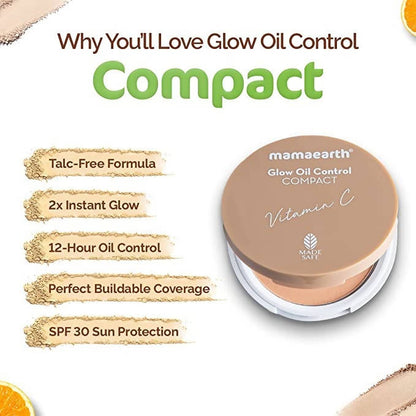 Mamaearth Glow Oil Control Compact With SPF 30 (Creme Glow) - 9 gm