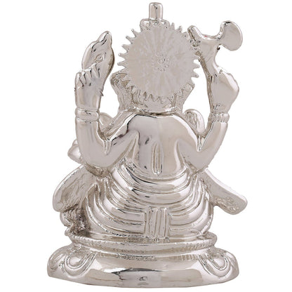 Estele Rhodium Plated Spiritual Lord Ganesha Idol for Gifts & HouseWarming/Home/Office Decors