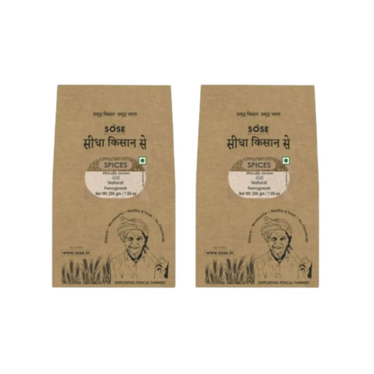 Gir Sidha Kisan Se Natural Fenugreek Seeds (Methi) - 200 gm - Pack of 2