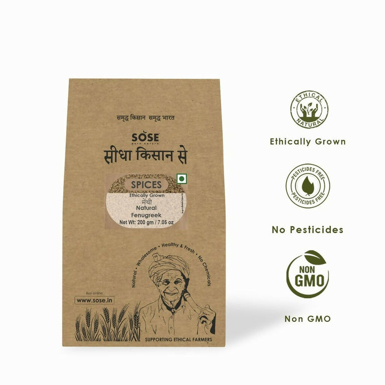 Gir Sidha Kisan Se Natural Fenugreek Seeds (Methi) - 200 gm - Pack of 2