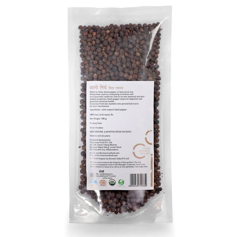 Conscious Food Organic Black Pepper (Kali Mirch) - 100 gm