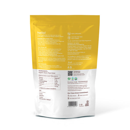 Pure & Sure Organic Green Peas Dried - 500 gm