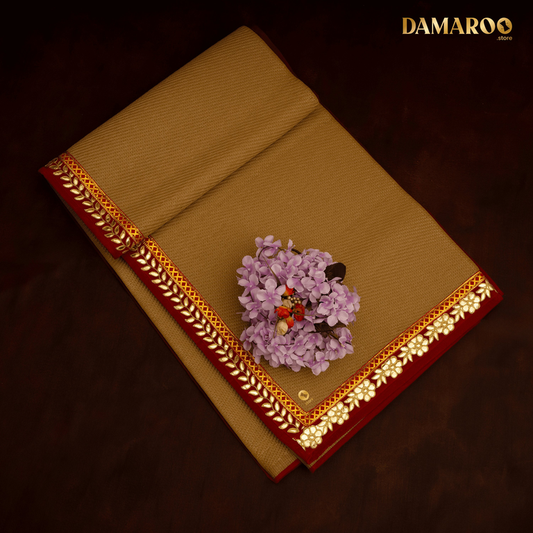 Damaroo 6x8 ft | Classic Nylon Pooja Mat | Red Gotapatti Border - Golden - 6x8 ft - 72x96 inch